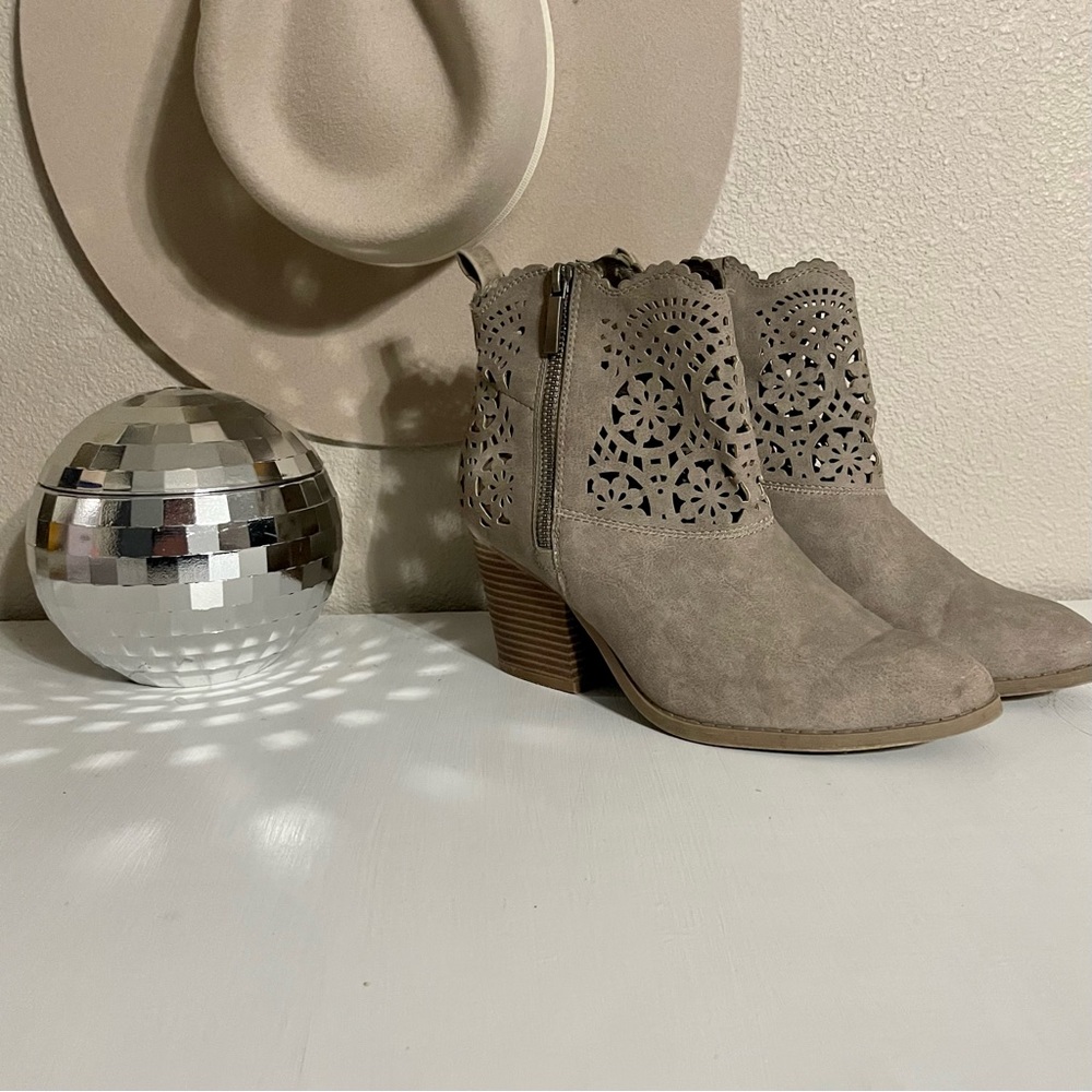 Sugar Booties with die cut lace design